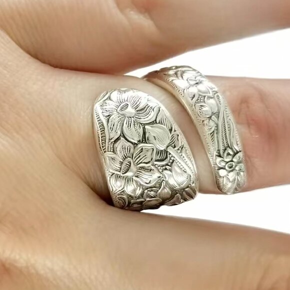 Boho Tulip Floral Adjustable Spoon Ring #1158 - Picture 4 of 7